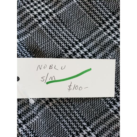 Noblu Black Plaid Dress Cotton & Spandex Sleeveles Size M Floral Lace - Picture 4 of 6